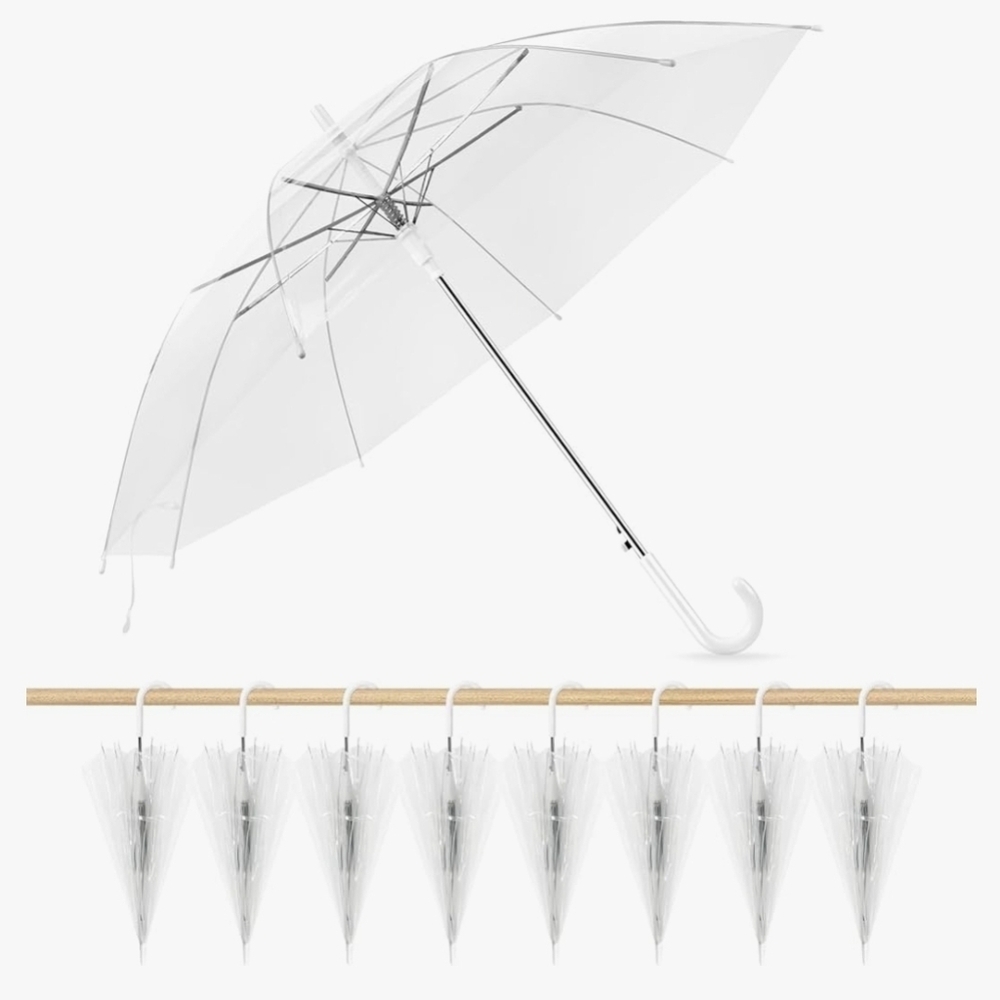 8-Pack Clear Umbrellas